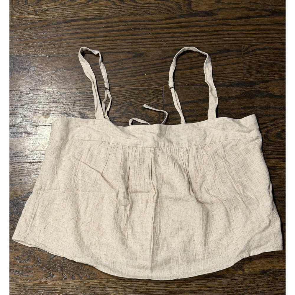 Abercrombie‎ & Fitch Womens White Linen Blend White Crop Tank Top Medium Spring